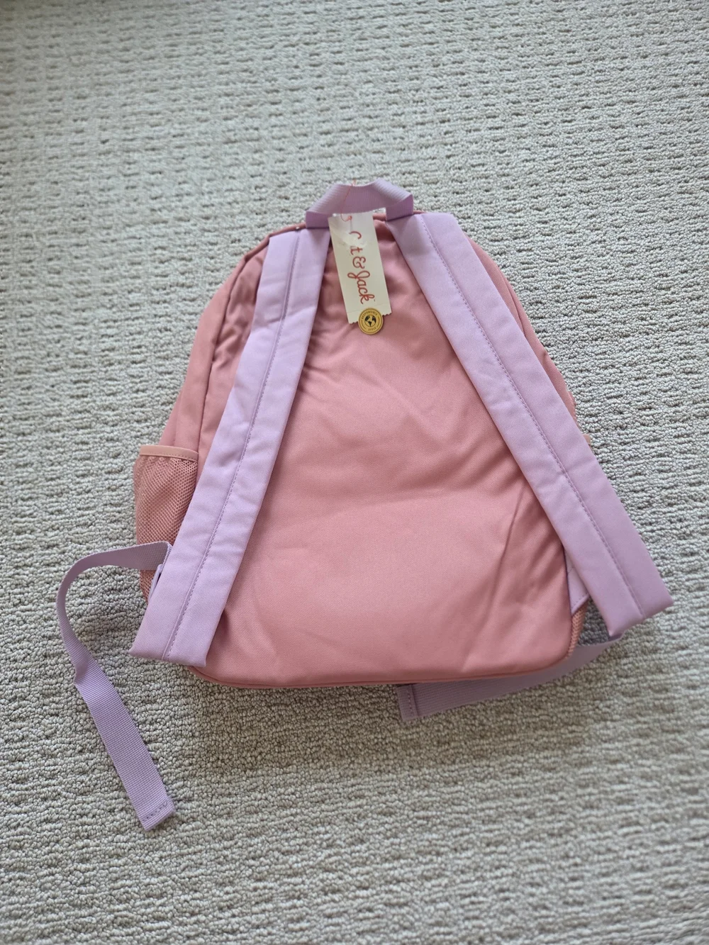 Kids Pink Two-Tone Backpack with Front Pockets